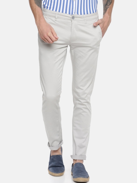 

Chennis Men Grey Slim Fit Pure Cotton Chinos Trousers