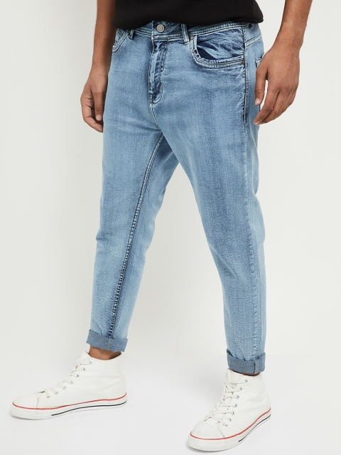 

max Men Blue Low Distress Heavy Fade Mid-Rise Jeans