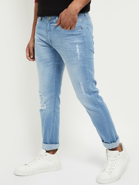 

max Men Blue Low Distress Light Fade Jeans