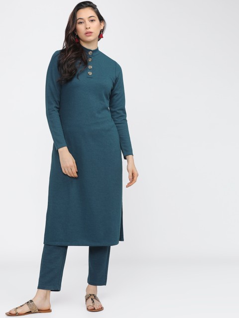 

Vishudh Women Teal Blue Kurta