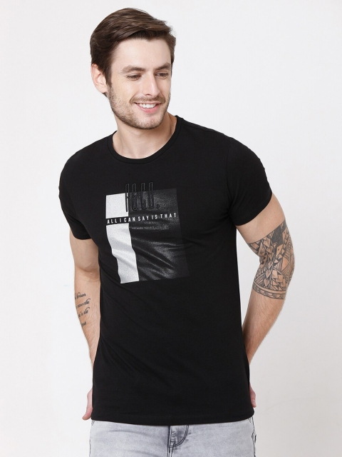 

Rex Straut Jeans Men Black Printed Slim Fit T-shirt