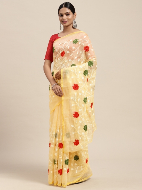 

KALINI Yellow Floral Saree