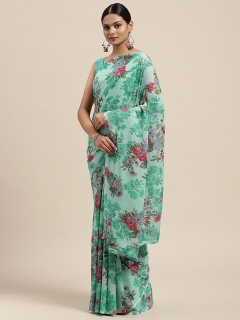 

KALINI Turquoise Blue Floral Saree