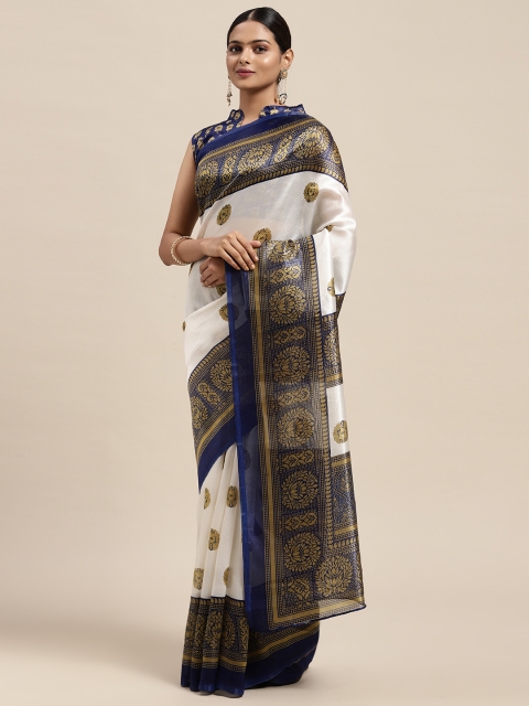 

KALINI White & Blue Ethnic Motifs Saree
