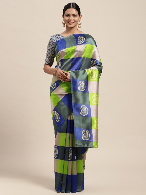 

KALINI Multicoloured Checked Art Silk Saree, Multi