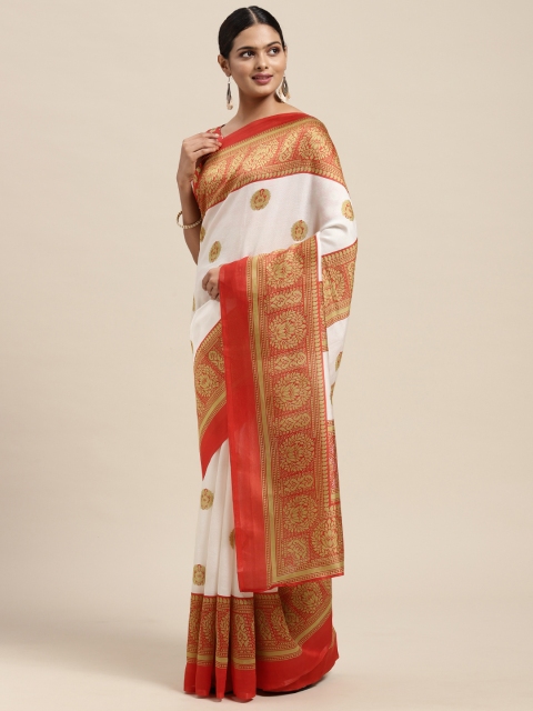 

KALINI White & Red Ethnic Motifs Saree