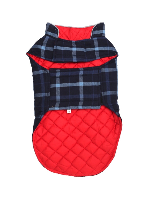 

Lulala Navy Blue Checked Reversible Dog Vest With Reflective Stripped