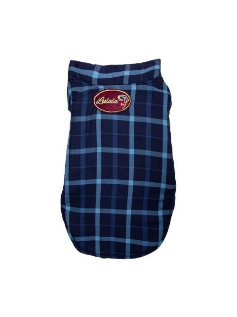 

Lulala Blue Checked Cotton Dog Winter Reversible Jacket