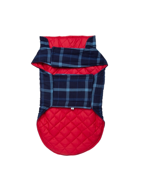 

Lulala Blue & Red Checked Cotton Dog Winter Reversible Jacket