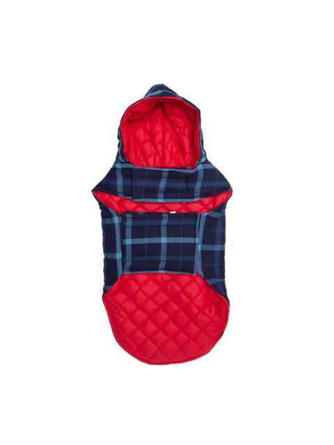 

Lulala Blue & Navy Blue Checked Reversible Dog Winter Jacket