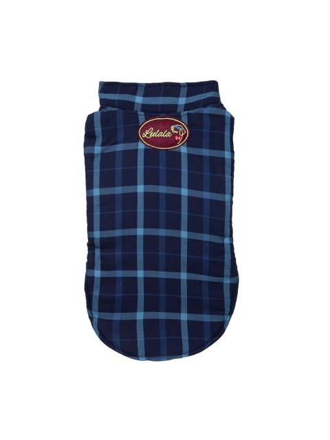 

Lulala Blue Checked Reversible Cotton Dog Winter Jacket
