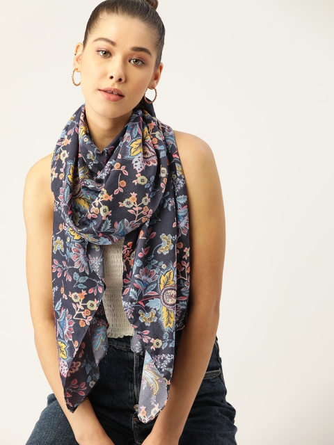 

DressBerry Women Navy Blue & Pink Printed Stole