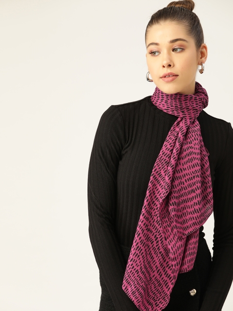 

DressBerry Women Pink & Black Printed Stole