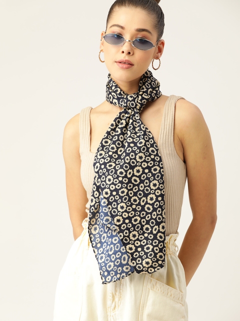 

DressBerry Women Navy Blue & Beige Printed Stole