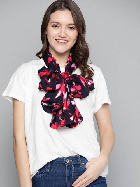 

Mast & Harbour Women Navy Blue & Pink Floral Printed Stole