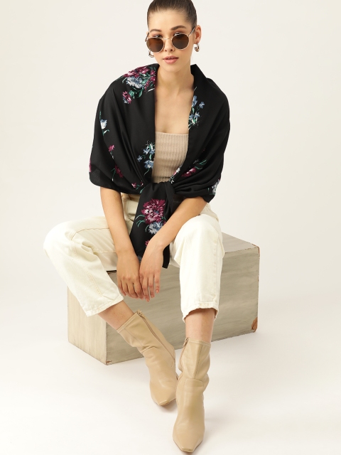 

DressBerry Women Black & Burgundy Printed Stole