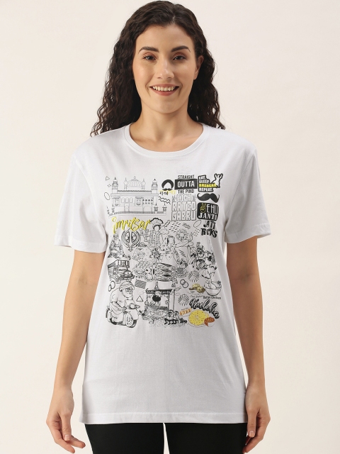

WTFUNK Women White Printed T-shirt