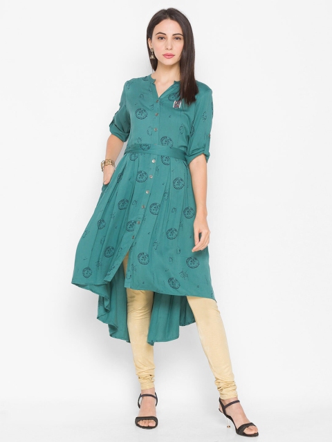 

ZOLA Teal Floral A-Line Midi Dress