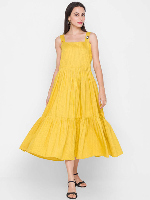 

ZOLA Yellow Tiered Midi Dress