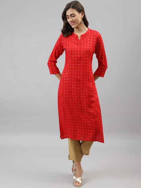 

TANKHI Women Red Ethnic Motifs Printed Kurta