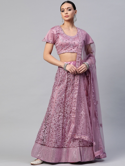 

Readiprint Fashions Women Violet Semi-Stitched Lehenga & Unstitched Blouse with Dupatta