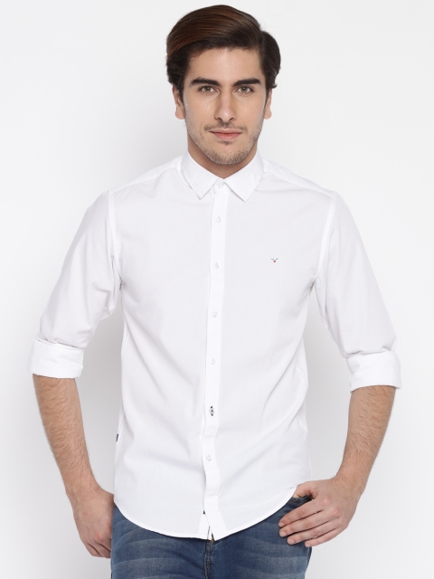 

Freehand Men White Solid Casual Shirt