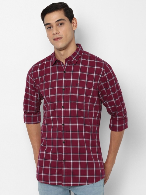 

Allen Solly Sport Men Maroon Windowpane Checks Opaque Checked Casual Shirt