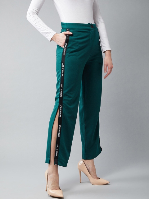 

DOLCE CRUDO Women Green High-Rise Parallel Trousers