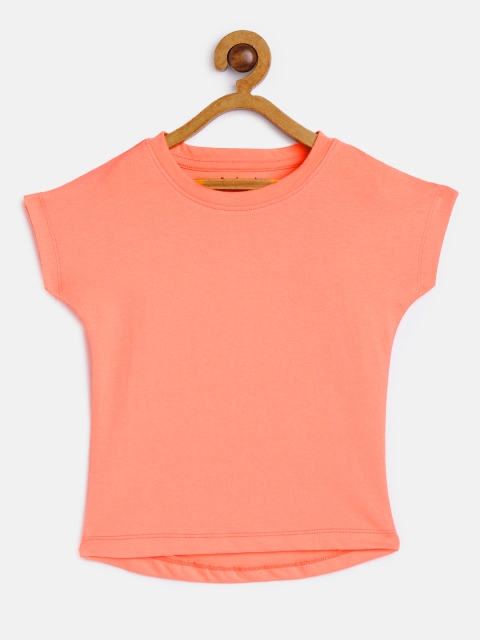 

METRO KIDS COMPANY Orange Extended Sleeves Pure Cotton Crop Top