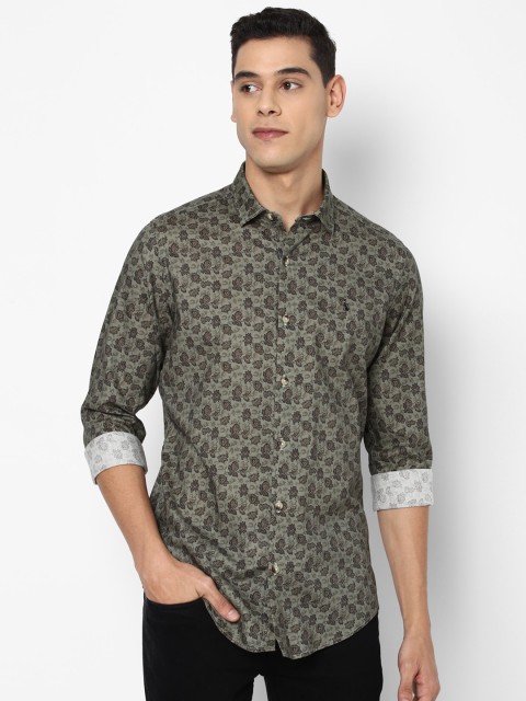 

SIMON CARTER LONDON Men Olive Green Slim Fit Floral Opaque Printed Casual Shirt