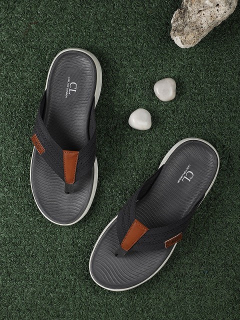 

Carlton London Men Grey & Brown Thong Flip-Flops