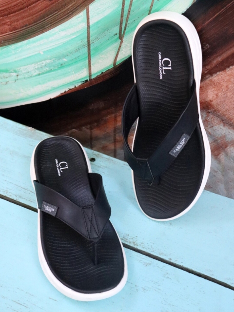 

Carlton London Men Black Thong Flip-Flops