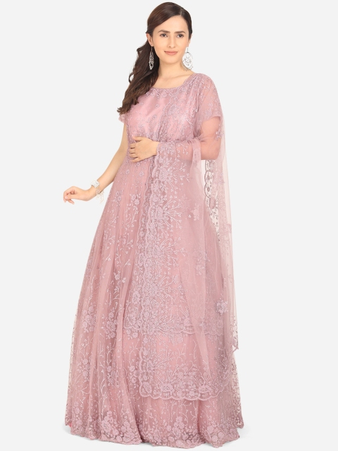 

BOMBAY SELECTIONS Women Pink Ethnic Motifs Embroidered Anarkali Kurta With Dupatta