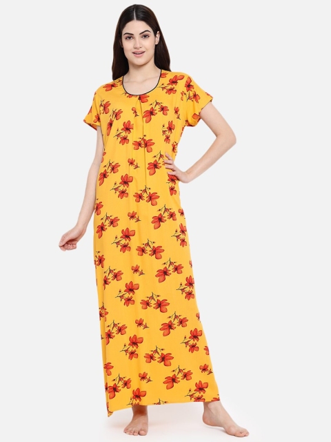 

Klamotten Yellow Printed Maxi Nightdress