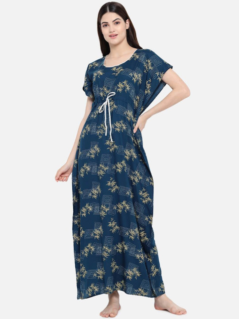 

Klamotten Navy Blue Printed Maxi Nightdress