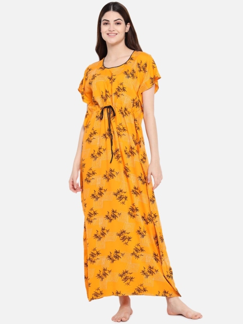 

Klamotten Yellow Printed Maxi Nightdress