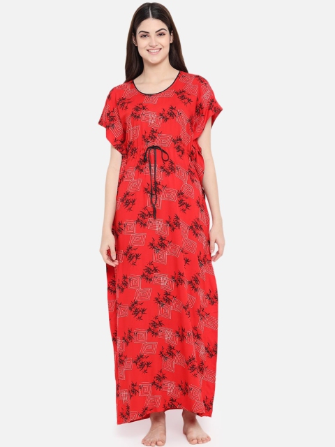 

Klamotten Red Printed Maxi Nightdress