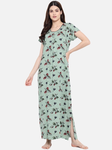 

Klamotten Green Printed Maxi Nightdress