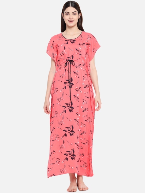 

Klamotten Peach-Coloured Printed Maxi Nightdress