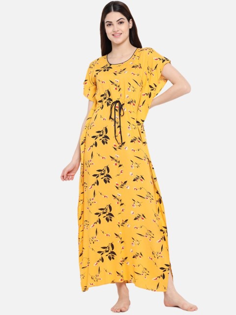 

Klamotten Yellow Printed Maxi Nightdress