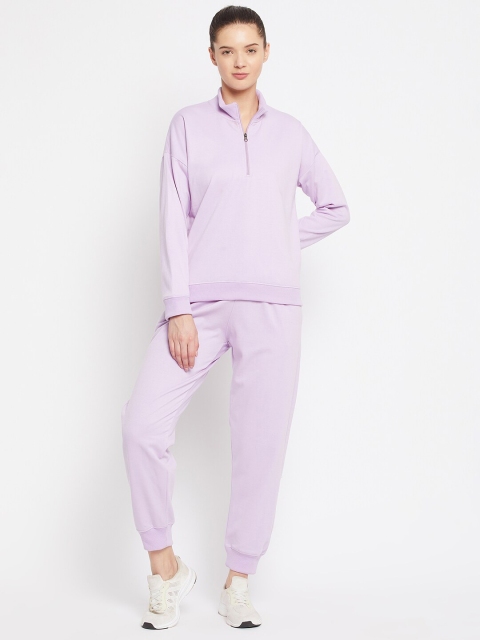 

FRENCH FLEXIOUS Women Lavender Solid Tracksuit