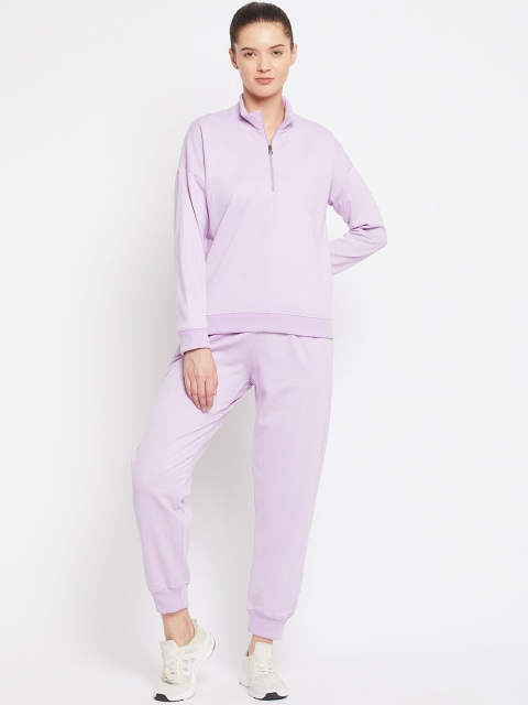 

FRENCH FLEXIOUS Women Lavender Coloured Solid Tracksuit