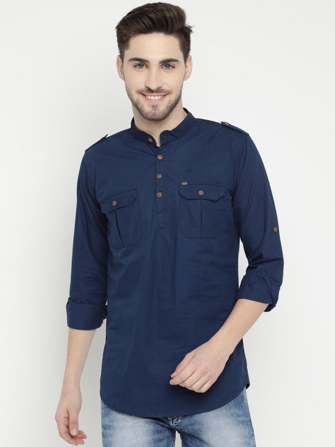

V2 Value & Variety Men Blue Patchwork Kurta