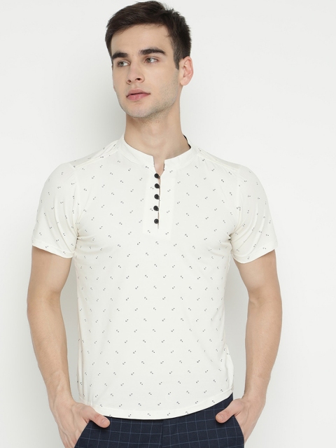 

V2 Value & Variety Men Cream-Coloured Geometric Thread Work Kurta