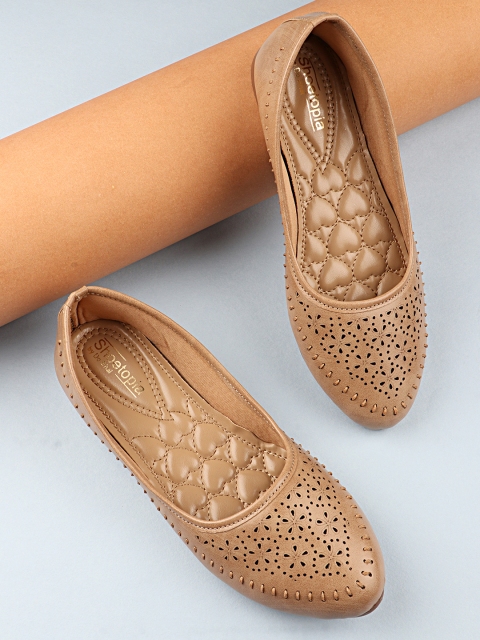 

Shoetopia Women Peach-Coloured Ballerinas with Laser Cuts Flats