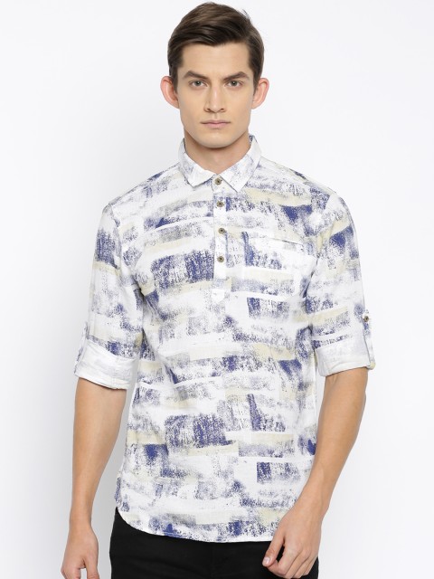 

The Indian Garage Co Men White Printed Straight Kurta