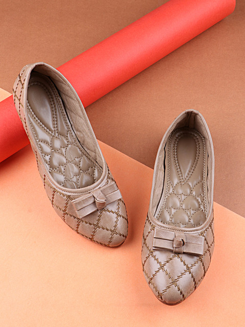 

Shoetopia Women Beige Printed Ballerinas with Bows Flats