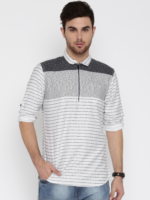 

The Indian Garage Co White Printed Straight Kurta, Navy blue