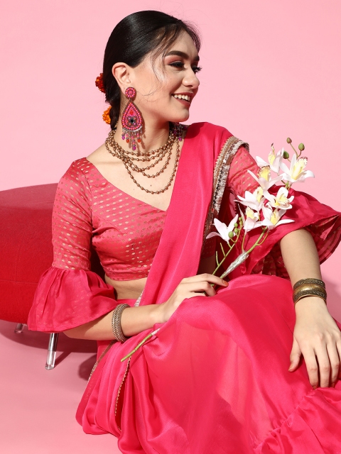 

Tikhi Imli Pink Saree with Embellished border