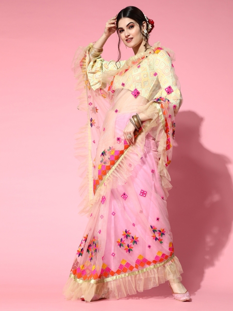 

Tikhi Imli Lime Green Saree with Solid border